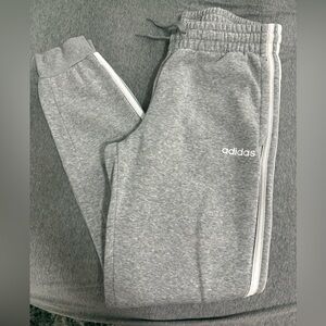 adidas Women's Gray Sweatpants with White Stripes